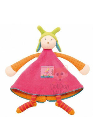  colette trottinette baby comforter doll pink orange blue 